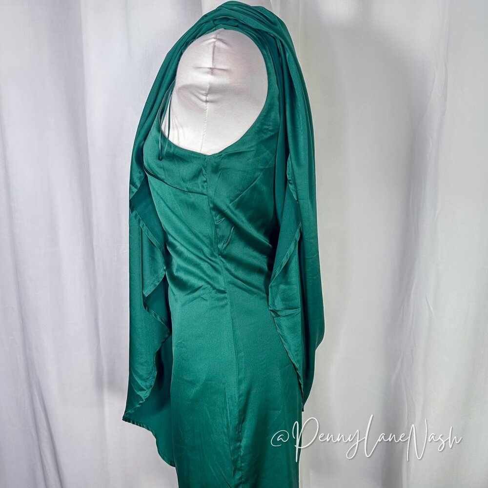 TCEC Satin Draped One Shoulder Mini Dress Green NWT - Picture 16 of 16